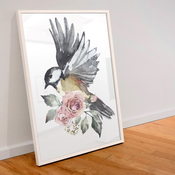 Chickadee Cute Bird Wall Art Print Poster Illustration Unframed - Picture 5 of 16